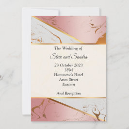 Invitación de boda elegante, mármol rosa