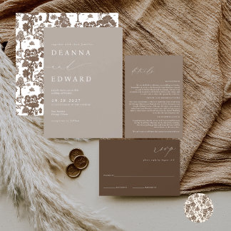 Invitación de boda elegante marrón LILLIE