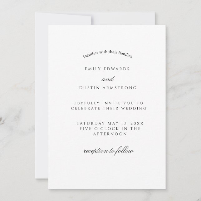 Invitación de boda elegante minimalista boho (Anverso)