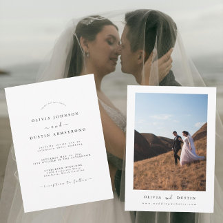 Invitación de boda elegante minimalista boho con f
