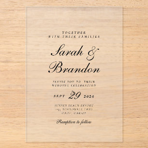 Invitación de boda elegante minimalista con letra