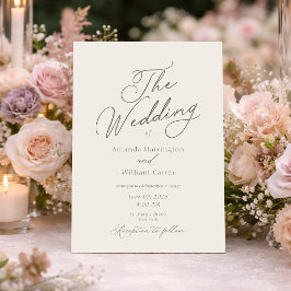 Invitación de boda elegante minimalista de marfil