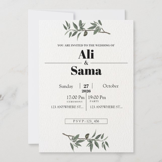 Invitación de boda elegante minimalista | Moderna (Anverso)