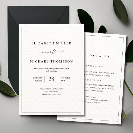 Invitación de boda elegante minimalista, monograma