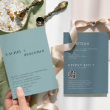Invitación de boda elegante moderna azul polvorien