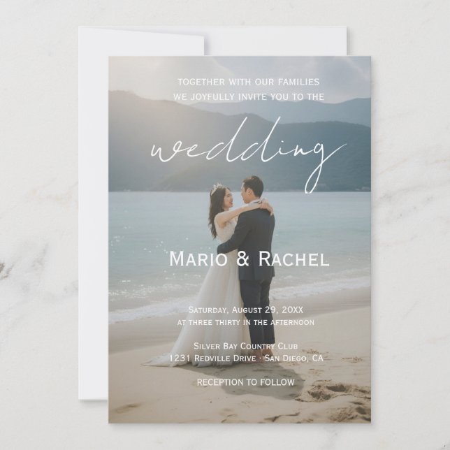 Invitación de boda elegante moderna con nombres ed (Anverso)