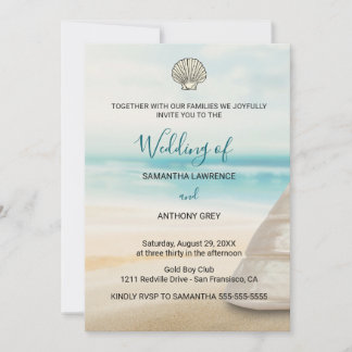 Invitación de boda elegante moderna costera