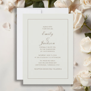 Invitación de boda elegante moderna crema marrón