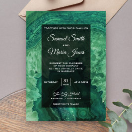 Invitación de boda elegante moderna de ágata verde