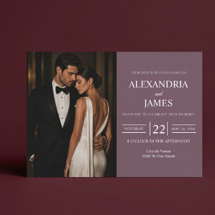 Invitación de boda elegante moderna en color malva
