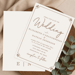 Invitación de boda elegante moderna en crema con l