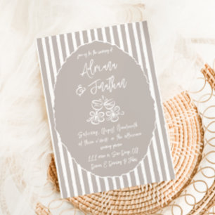 Invitación de boda elegante neutral dibujada a man