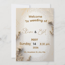 Invitación de boda elegante neutral en marrón y be