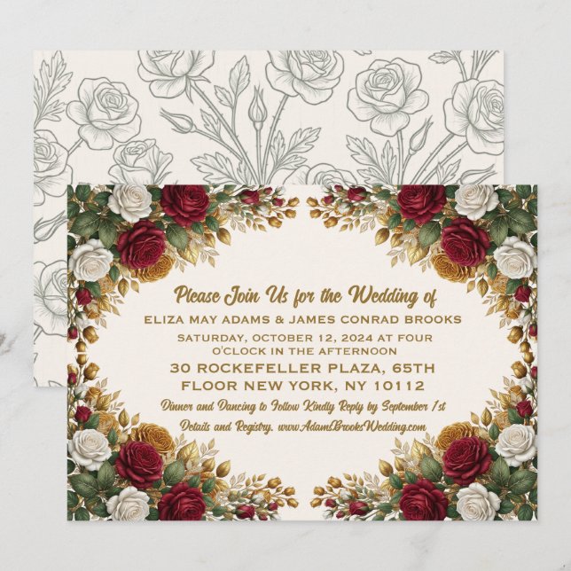 Invitación de boda elegante New York Rose (Anverso / Reverso)