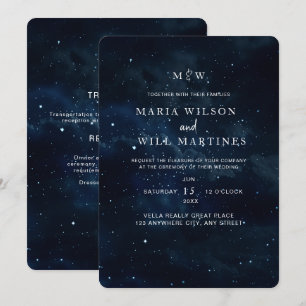 Invitación de boda elegante noche estrellada Moder