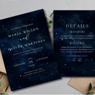 Invitación de boda elegante noche estrellada Moder