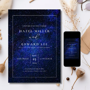 Invitación de boda elegante noche estrellada Moder