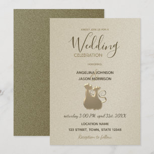 Invitación de boda elegante oro moderno pareja de 
