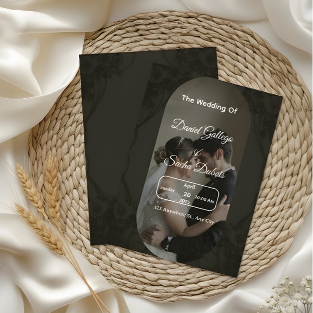 Invitación de boda elegante oscura clásica (Subido por el creador)