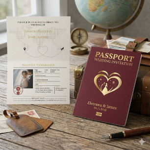 invitación de boda elegante pasaporte