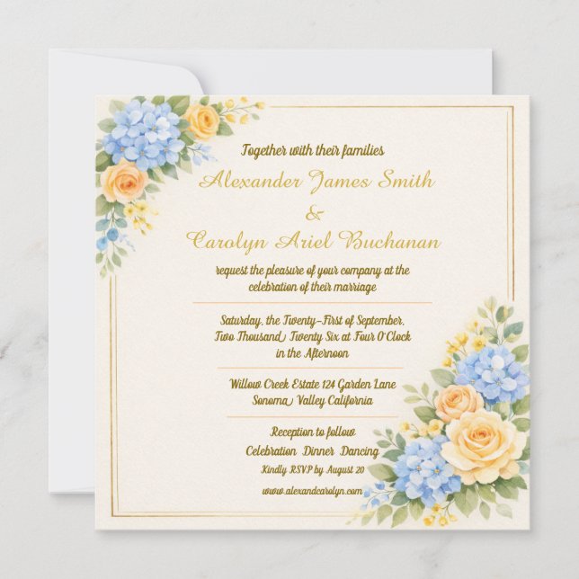 Invitación de Boda Elegante - Personalizable (Anverso)