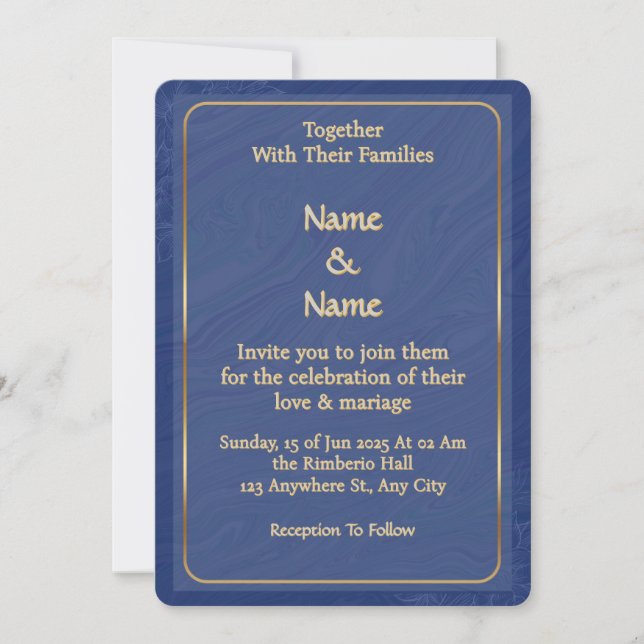 Invitación de boda elegante personalizada 10 (Anverso)