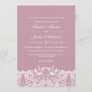 Invitación de boda elegante polvorienta rosa blanc