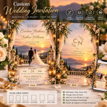 Invitación de Boda Elegante Puesta de Sol | Románt