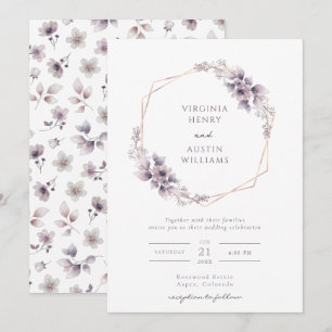 Invitación de boda elegante púrpura