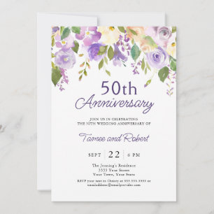 Invitación de boda elegante púrpura 50º aniversari