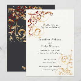 Invitación de Boda Elegante Remolino de Oro Elecci