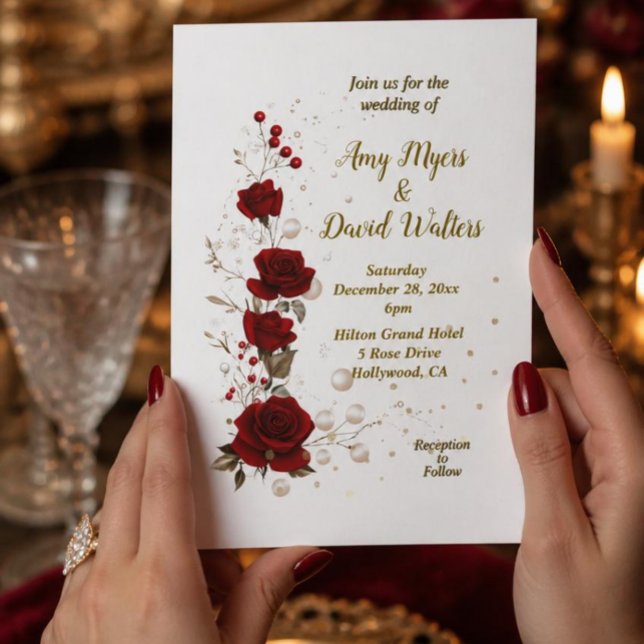 Invitación de boda elegante roja y blanca (Subido por el creador)
