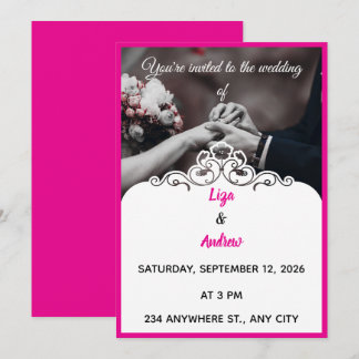 Invitación de boda elegante rosa