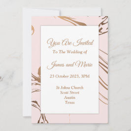 Invitación de boda elegante, rosa, blanca, mármol