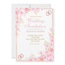 Invitación de Boda Elegante Rosa de Cerezo en Rosa