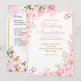Invitación de Boda Elegante Rosa de Cerezo en Rosa