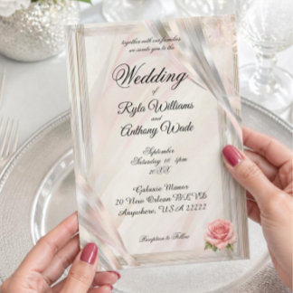Invitación de boda elegante rosa palo de rosa