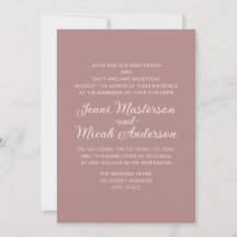 Invitación de boda elegante rosa polvoriento crema