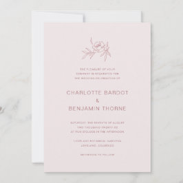 Invitación de boda elegante rosa rubor