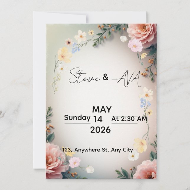 Invitación de boda elegante rosa suave (Anverso)