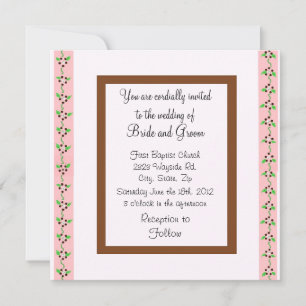Invitación de boda elegante rosa y chocolate