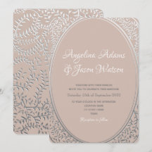 Invitación de boda elegante rosa y plata