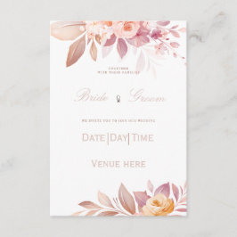 : Invitación de Boda Elegante Rosa y Rosa Melocotó