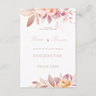 : Invitación de Boda Elegante Rosa y Rosa Melocotó