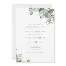 Invitación de Boda Elegante Simple de Acuarela Euc