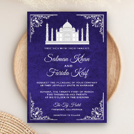 Invitación de boda elegante Taj Mahal Royal Purple
