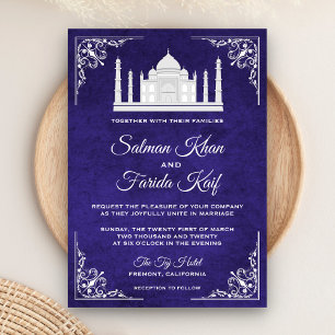 Invitación de boda elegante Taj Mahal Royal Purple