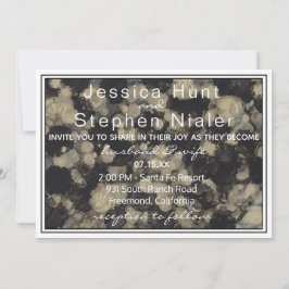 Invitación de Boda Elegante Tintas de Oro y Negros