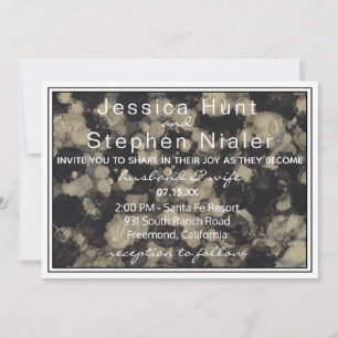 Invitación de Boda Elegante Tintas de Oro y Negros