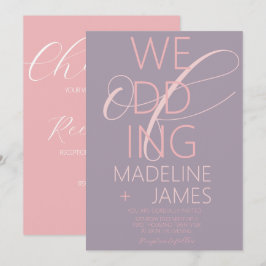 Invitación de boda elegante tipo ciruela rosa apag